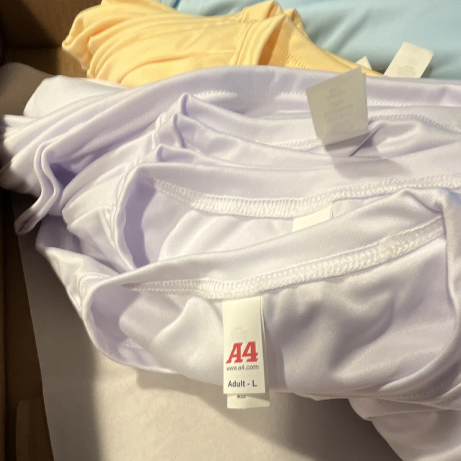 A4 Sprint Basic Tee Men's Polyester Short Sleeve M L Pastel Blue Yellow White gallery