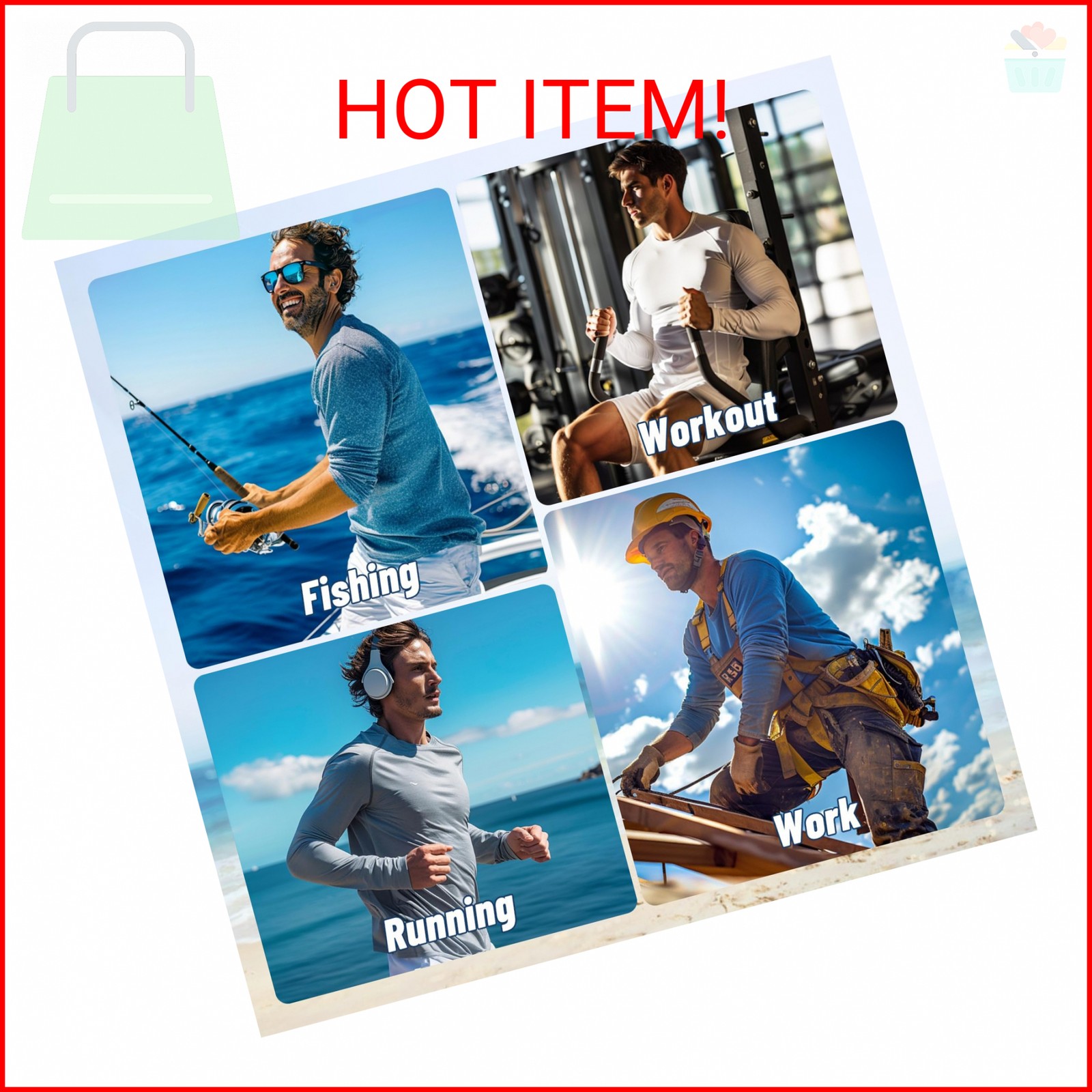 3 Pack Long Sleeve Shirts for Men - Quick Dry Moisture Wicking UV Sun Protection gallery