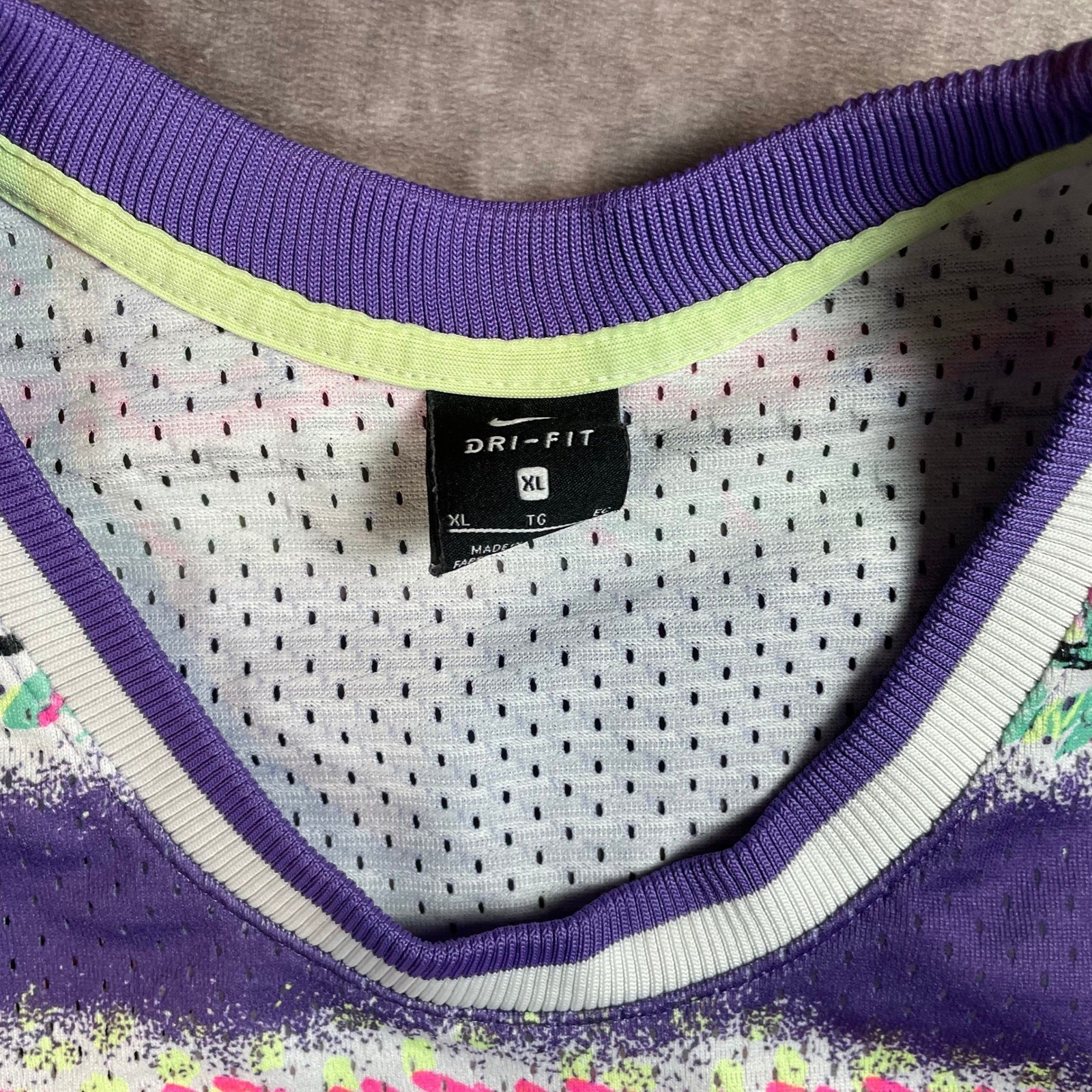 Nike Stories Dri-FIT Basketball Jersey Mens XL Purple Neon 90s Retro Mesh Tank gallery