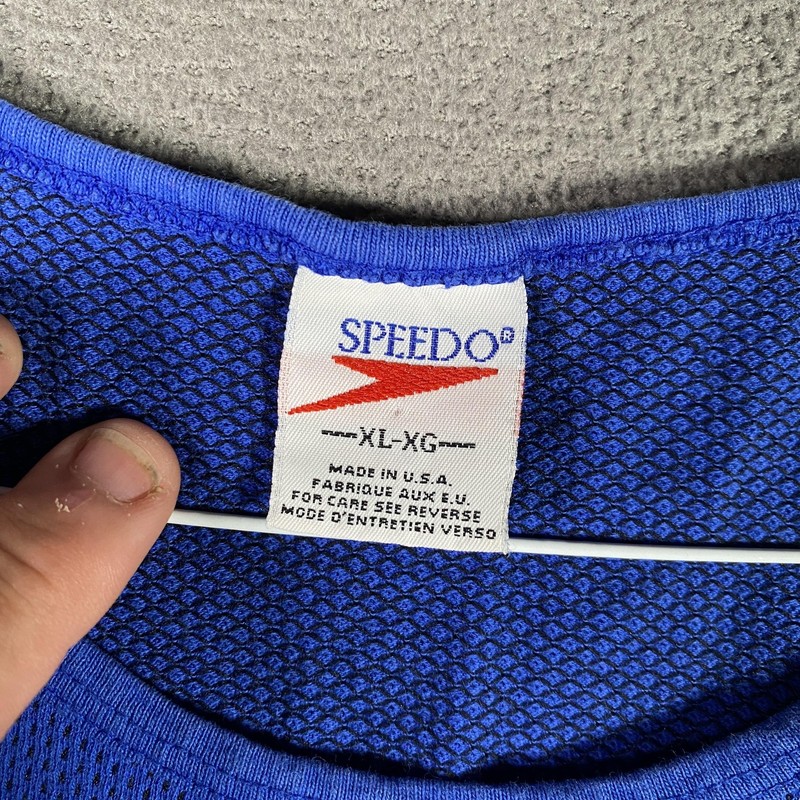 Speedo Shirt Mens Extra Large Blue Mesh Tank Top Athletic Singlet Made in USA gallery