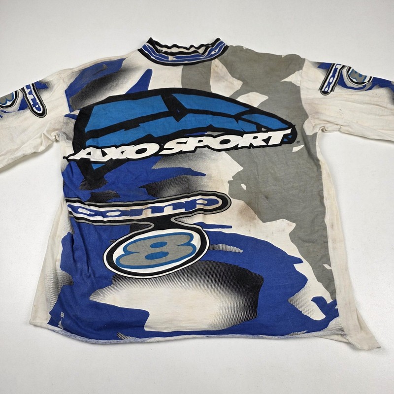 Vintage AXO Sport Shirt Mens Large Blue White Motocross Racing Jersey 90s gallery