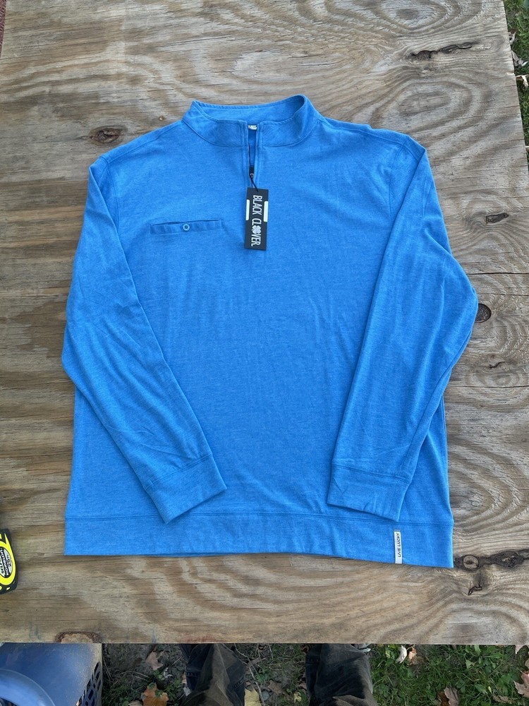 Black Clover Men's Clyde Delirium Golf Pullover 1/4 Zip Pocket XL Blue NEW $110