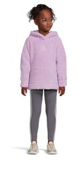 Girls Adidas Sherpa Pullover Hoodie & Leggings Set Powder Plum Size 5 Plush NWT