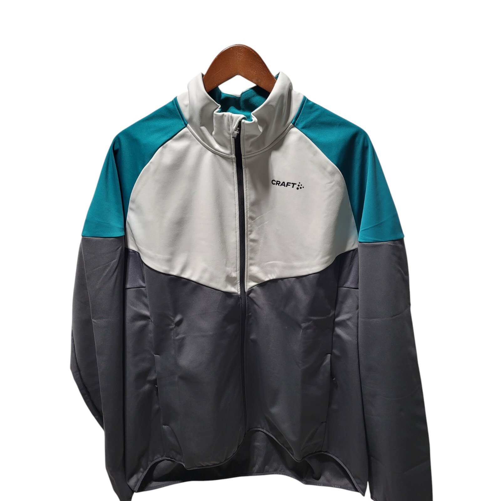 Craft Glide Jacket Men’s XL White Gray Green Waterproof Windproof Full Zip gallery