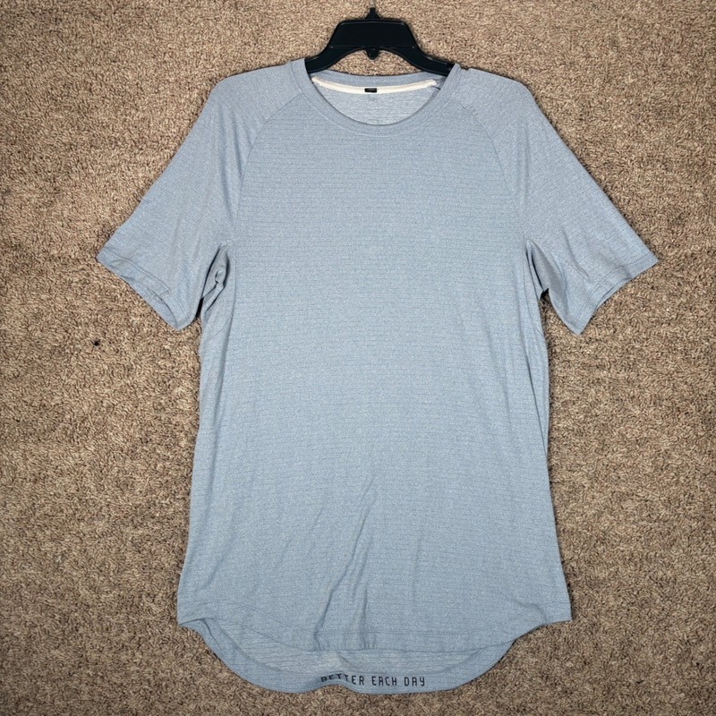 Lululemon Mens Metal Vent Tech Short Sleeve Shirt Blue Gray Heathered 2.0 L gallery