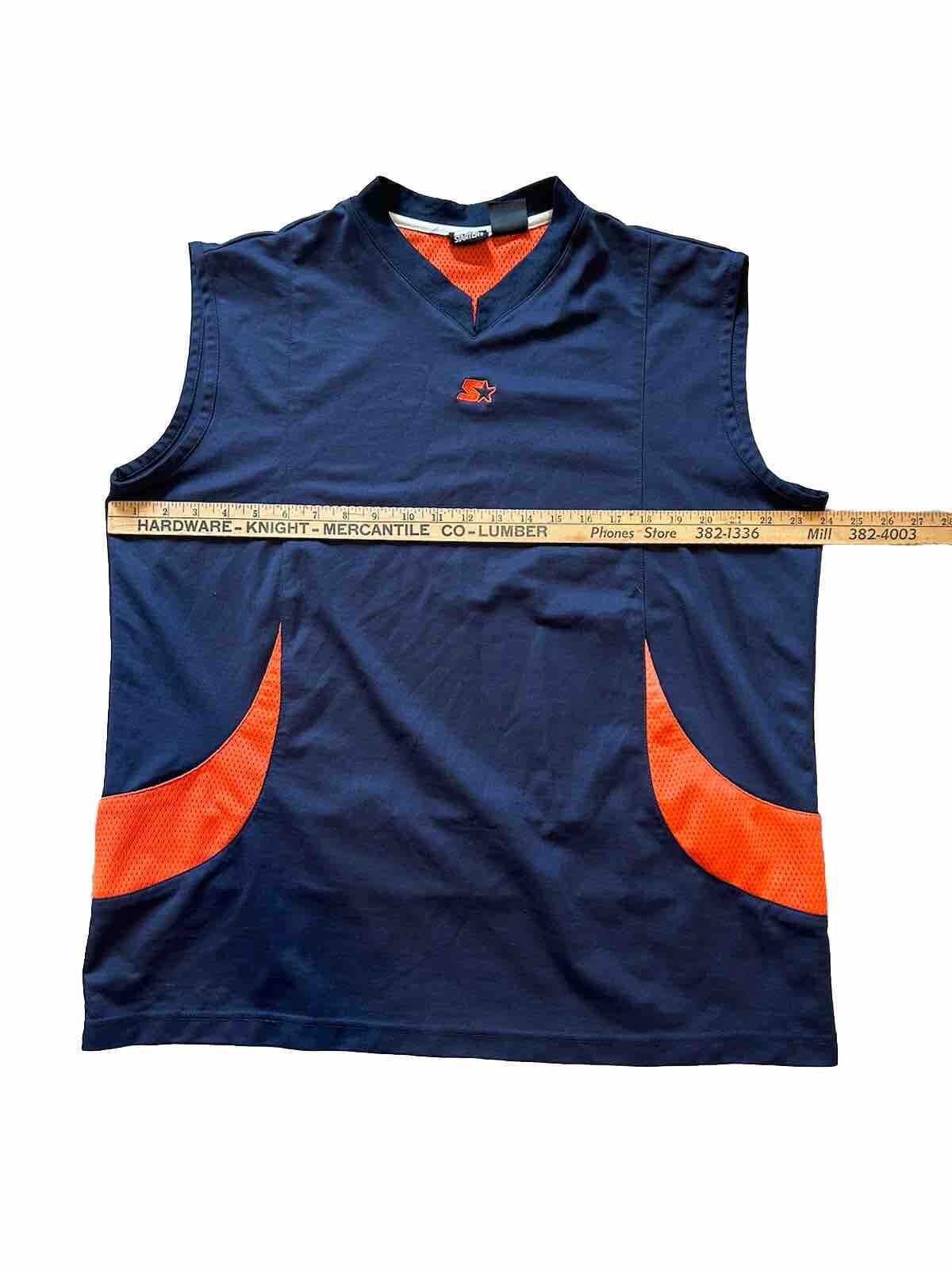 VINTAGE Starter Jersey Shirt Men Large Dark Blue Orange Tank Top Basketball gallery