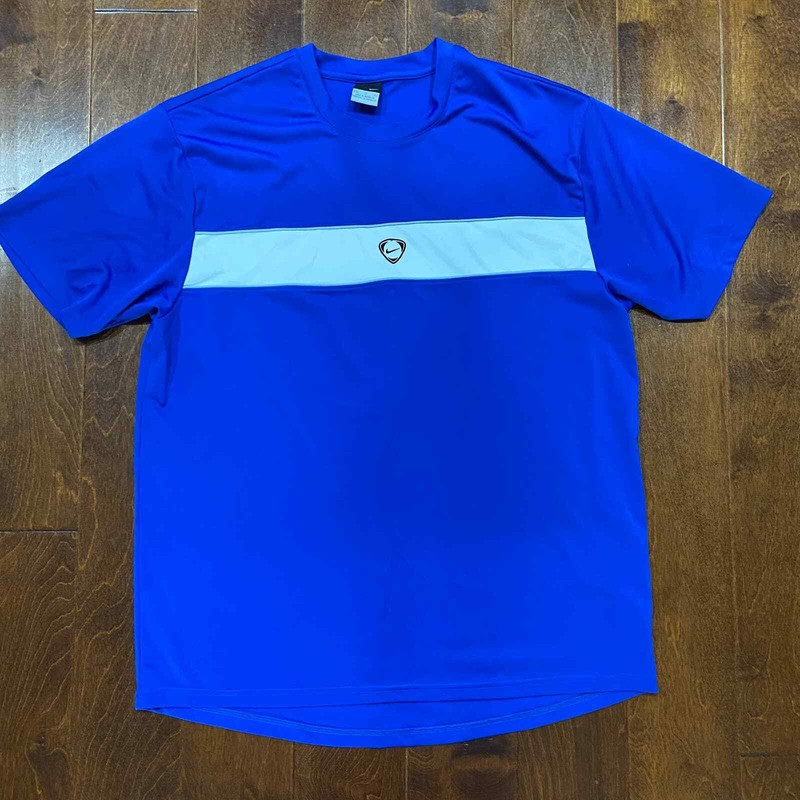Nike Mini Swoosh Y2K Polyester Royal Blue Soccer T-Shirt Men's Size XL gallery