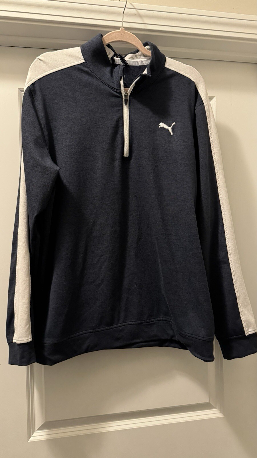 PUMA Enjoy Golf 1/4 Zip Sweatshirt Pullover Mens Navy Large Mock Neck gallery