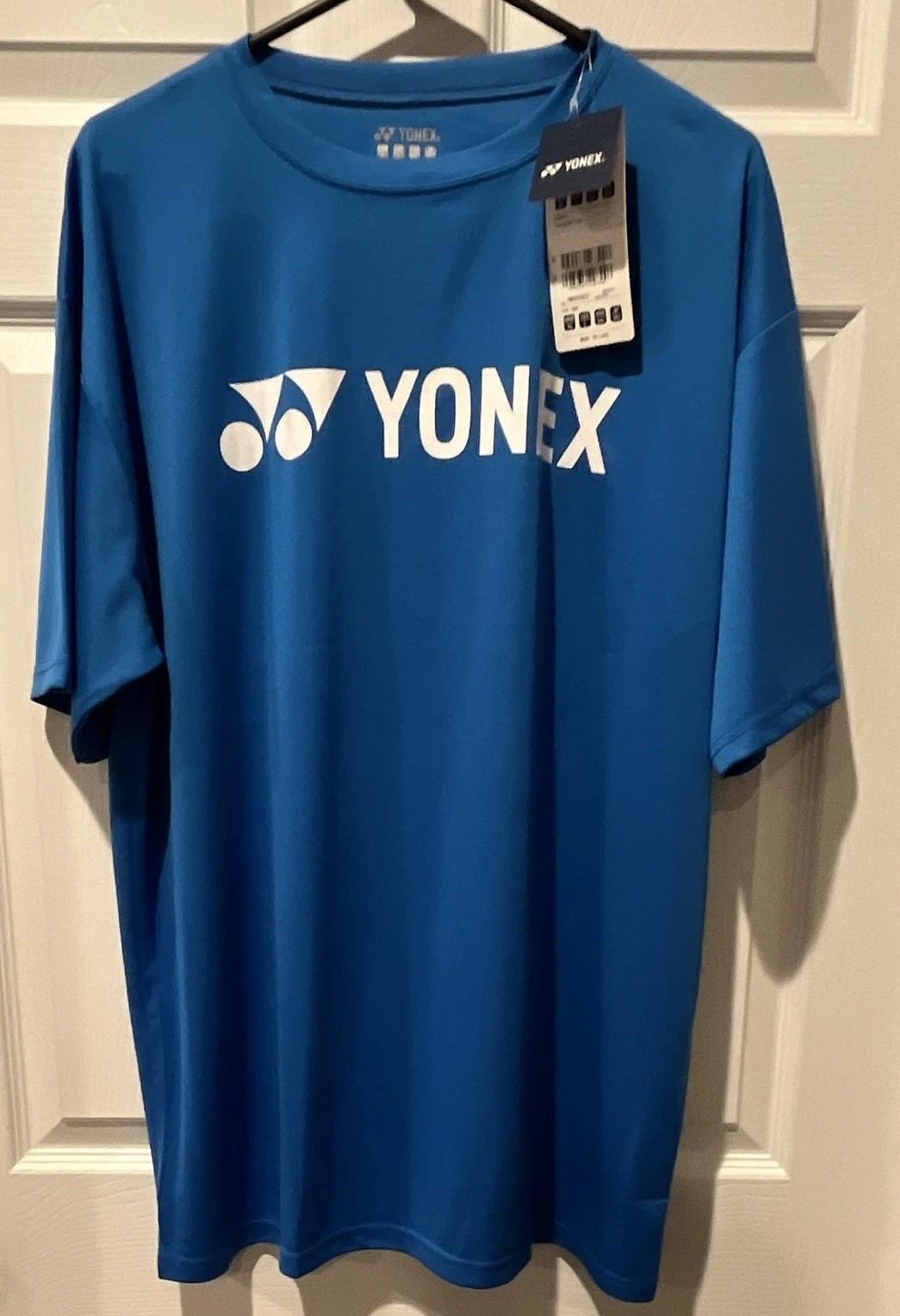 YONEX Lightweight Polyester Tennis T-Shirt Mens L Blue Crew Neck Logo Top gallery
