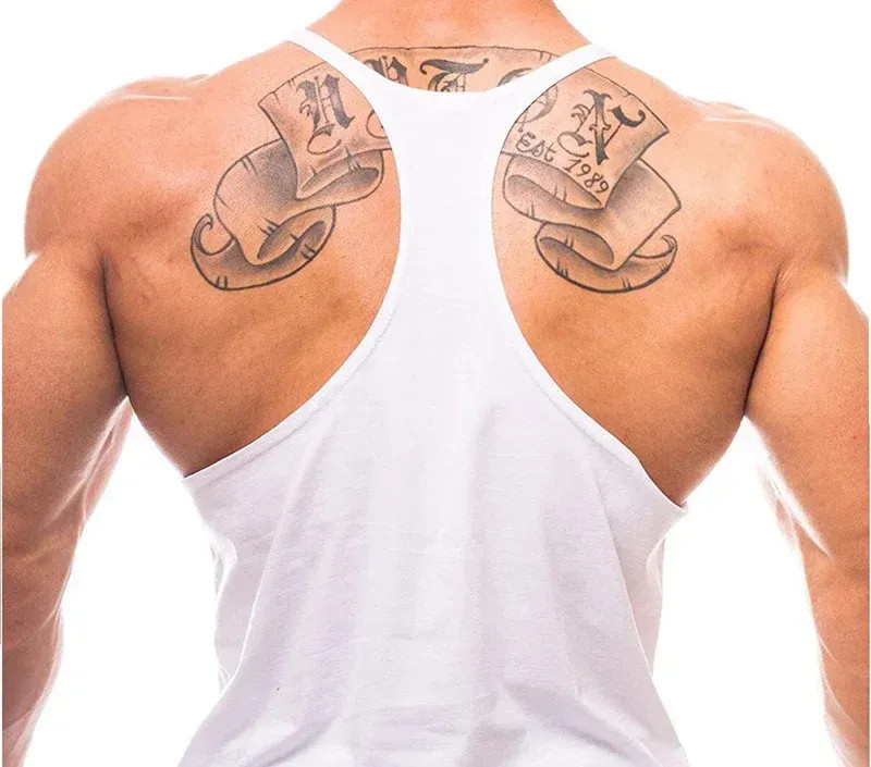 Men Tank Top Bodybuilding Gym Workout Fitness Cotton Sleeveless Stringer Vest gallery