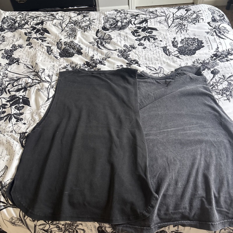 2 Mentality Mens Cutoff Tank Charcoal and Black Size Large Gym Wear Lot gallery