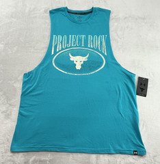 Under Amour Project Rock Balance Tank Top Men XL Turquoise Loose Fit Comfort Gym