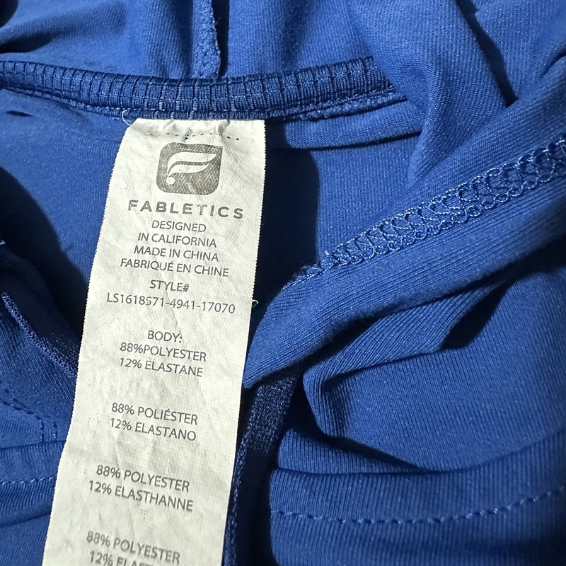 Fabletics Men’s XXL Performance Hoodie Blue Two-Tone Long Sleeve Athletic Top gallery