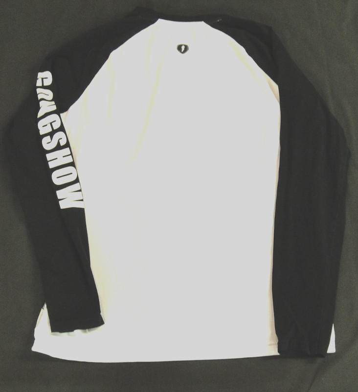 Gong Show Mens Long Sleeve T-Shirt White w Black Raglan Sleeves Hockey Sz Large gallery