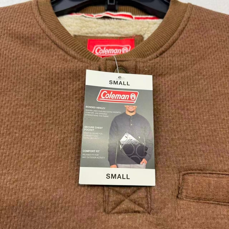 Coleman Men’s Bonded Sherpa Lined Henley Shirt Copper Heather Small $70 NWT New gallery