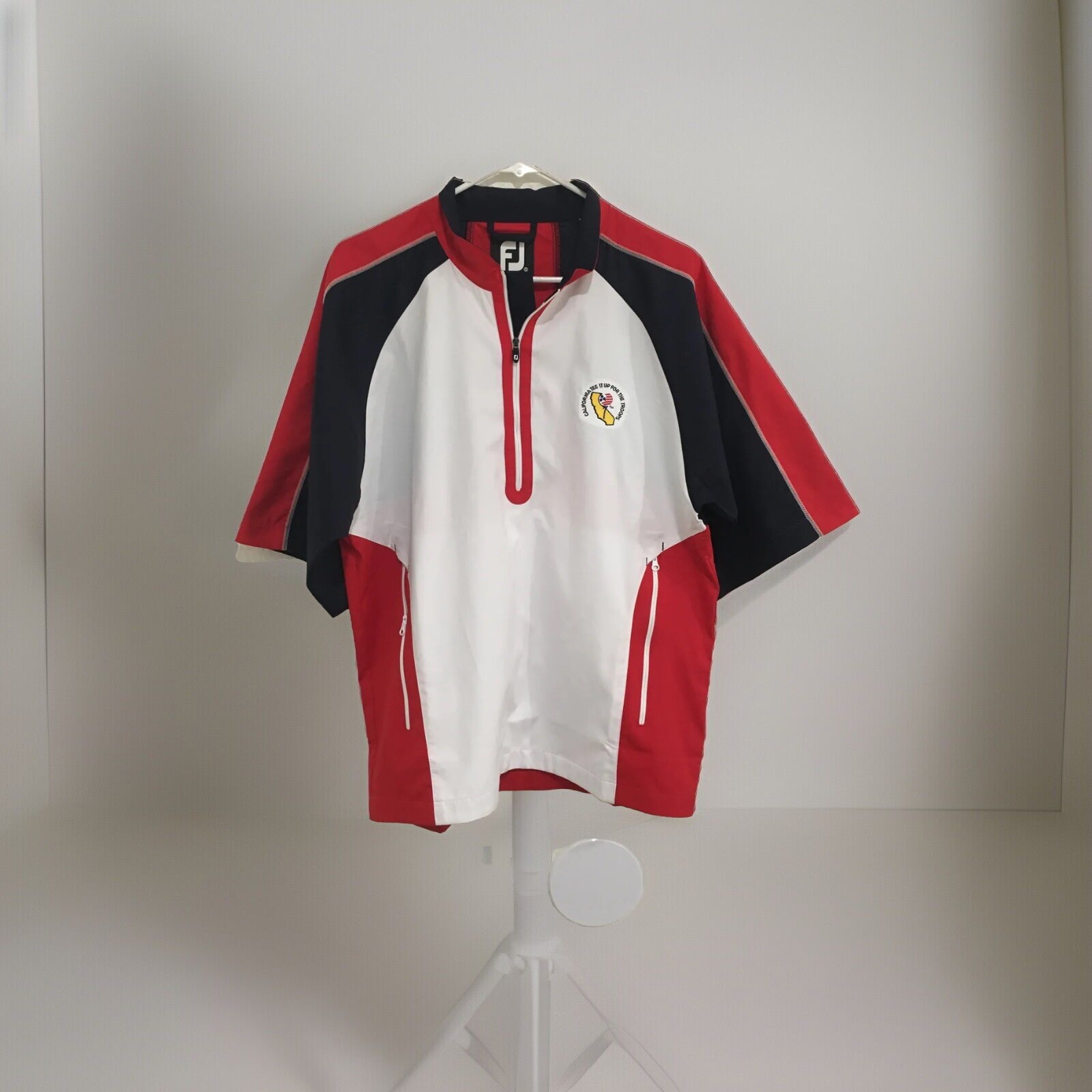Footjoy FJ Wind Shirt Cali Tee It Up For The Troops Men Red White Blue Small gallery
