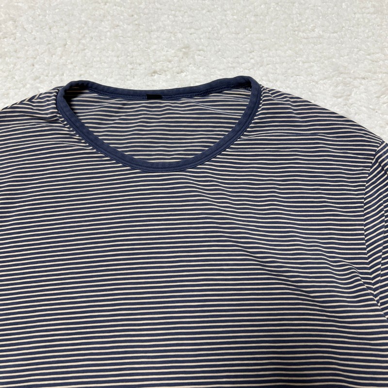 Lululemon Shirt Men Medium Blue Striped Knit Long Sleeve Running Casual gallery