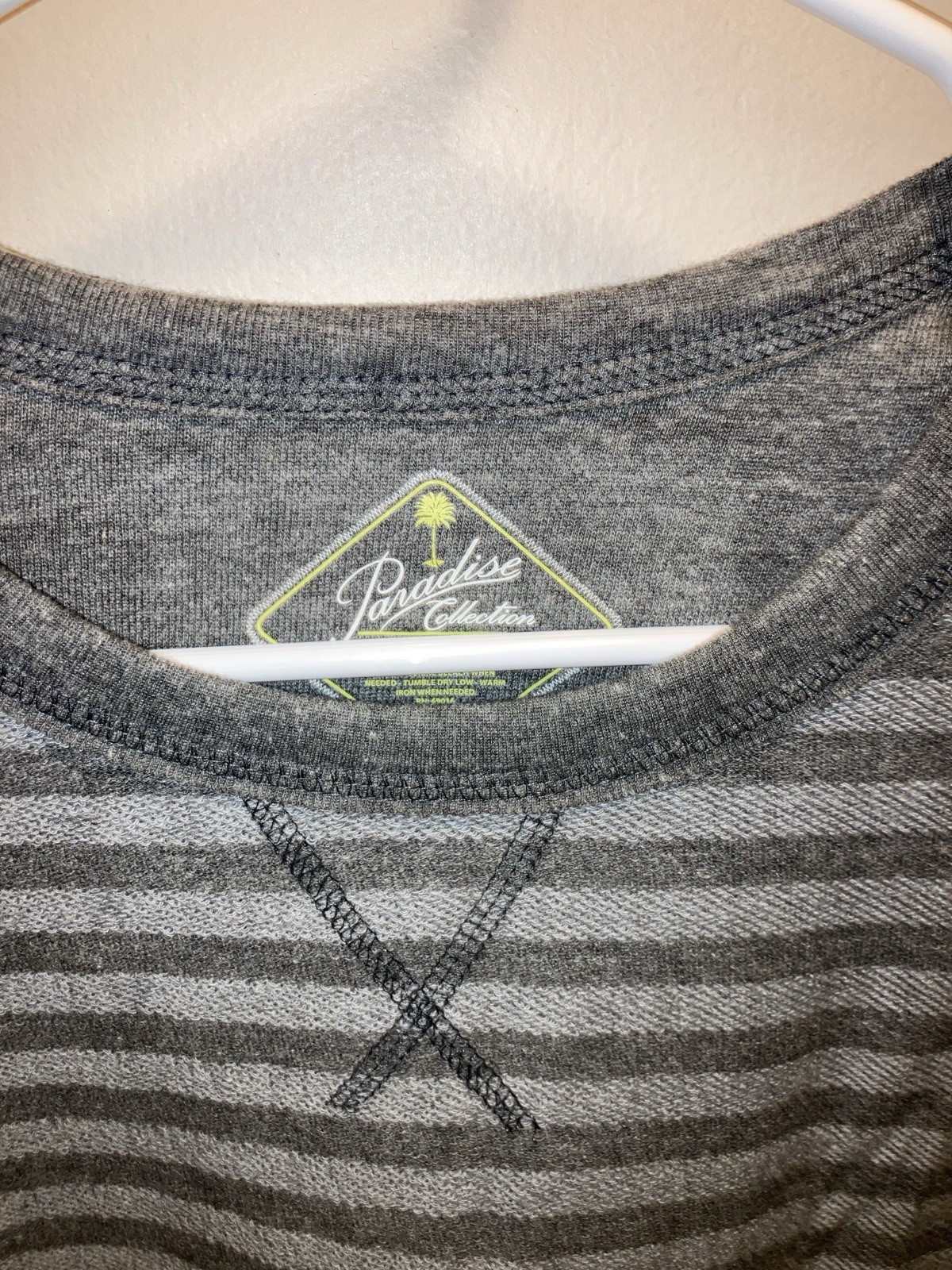 Paradise Collection Long Sleeve Knit Shirt Two Tone Gray Striped Large New gallery
