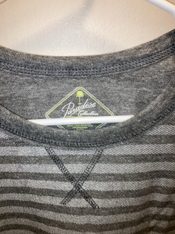 Paradise Collection Long Sleeve Knit Shirt Two Tone Gray Striped Large New gallery