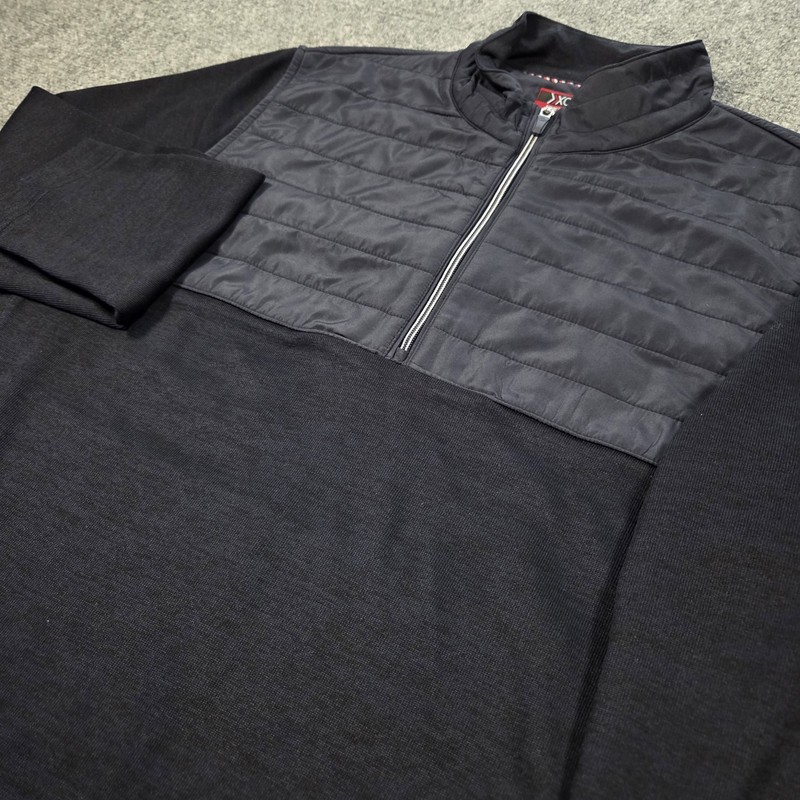 Johnston & Murphy XC4 Pullover Mens Large Blue Quilted Quarter Zip Golf Sweater gallery