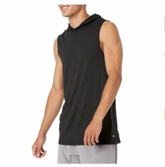 Essentials Men’s Tech Stretch Sleeveless Performance Hoodie, Black, Small