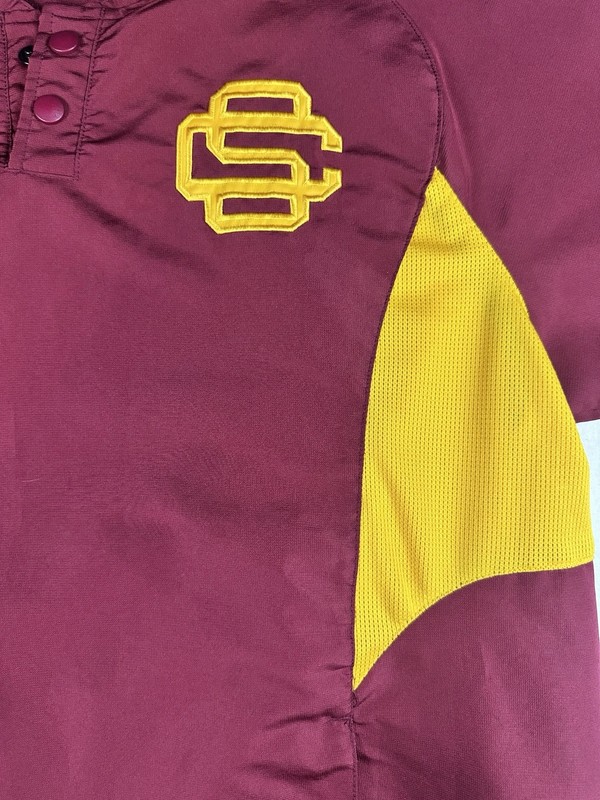 🏈 Nike Team USC Trojans Pullover Windbreaker Jacket Red Gold Size S gallery