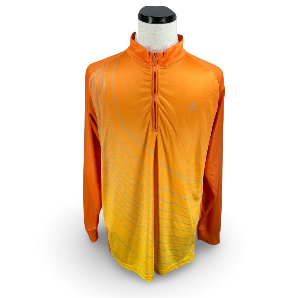 Lynx Golf Collection Mens 2XL 1/2 Quarter Zip Pullover Orange Yellow Gradient