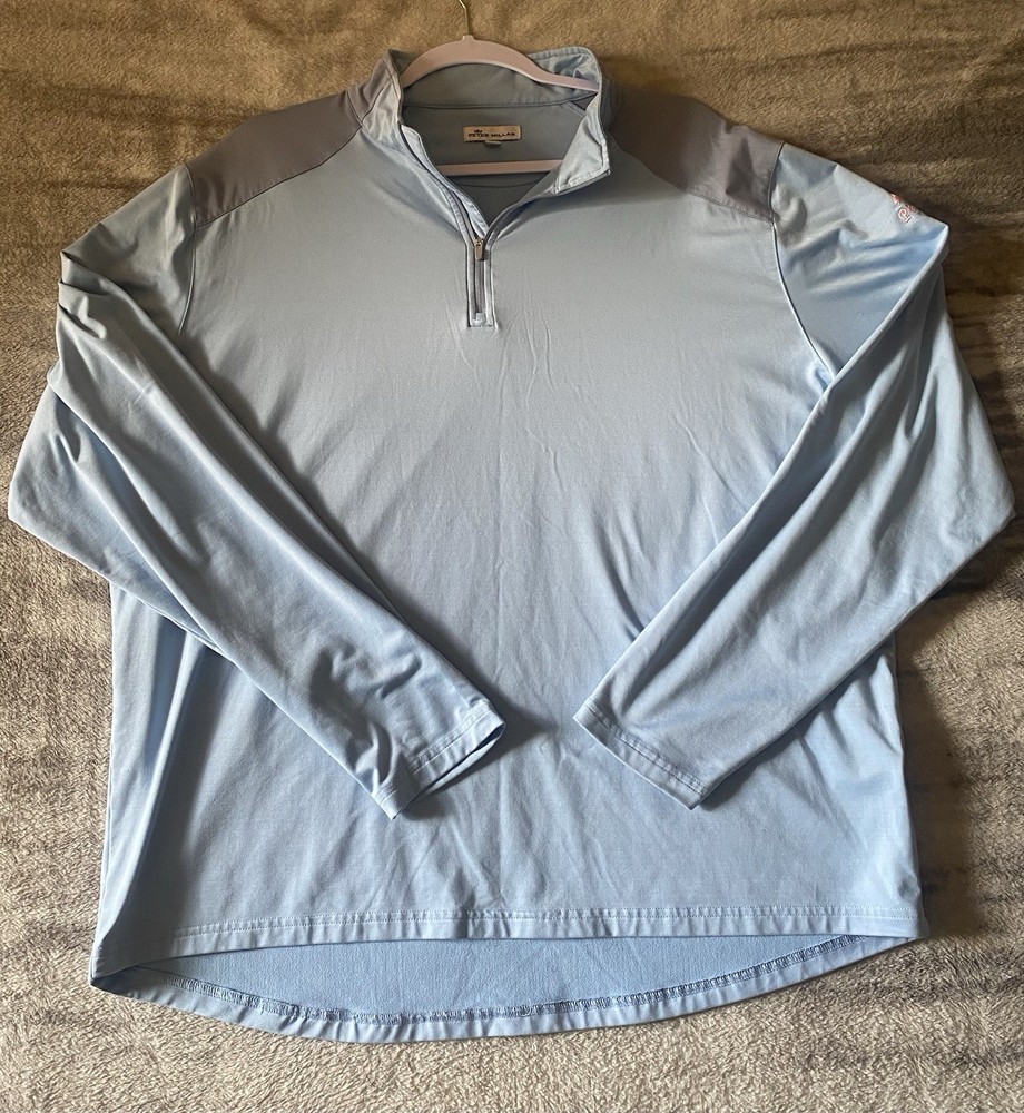 Peter Millar Pullover Men XL Blue 1/4 Zip Golf Performance Stretch Outdoor