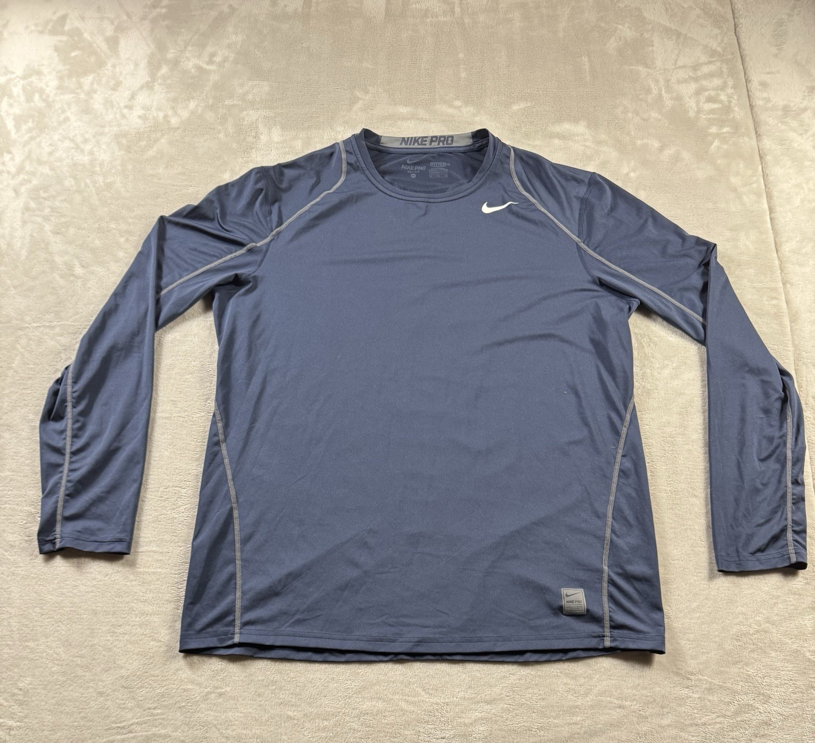 Nike Pro Combat Fitted Dri-FIT Long Sleeve Shirt Mens XL Blue Training Top gallery