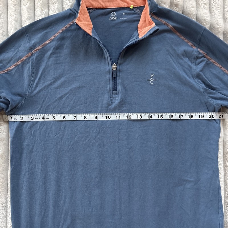 Tasc Performance Men's M Yellowstone Club YC 1/4 Zip Pullover Bamboo Blue Orange gallery