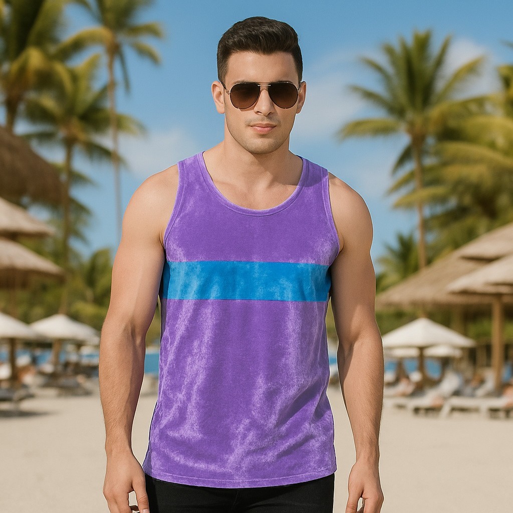Bashir Risa Purple and Blue Velvet Tank Top Costume gallery