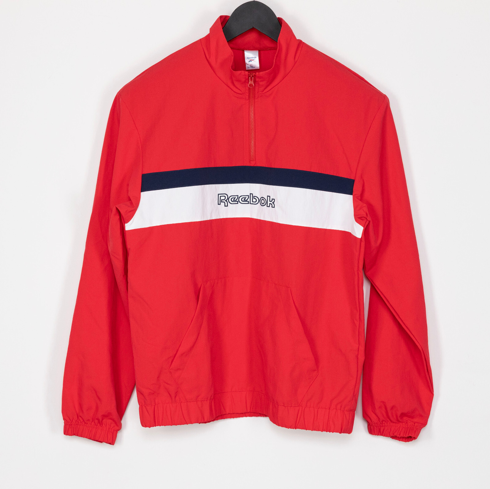 Reebok Men Retro Colorblocked Quarter-Zip Popover Red/Navy/White Size XL gallery