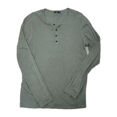 Vince 100% Cotton Henley Shirt Mens L Green Peru Everyday Relaxed Casual Layer