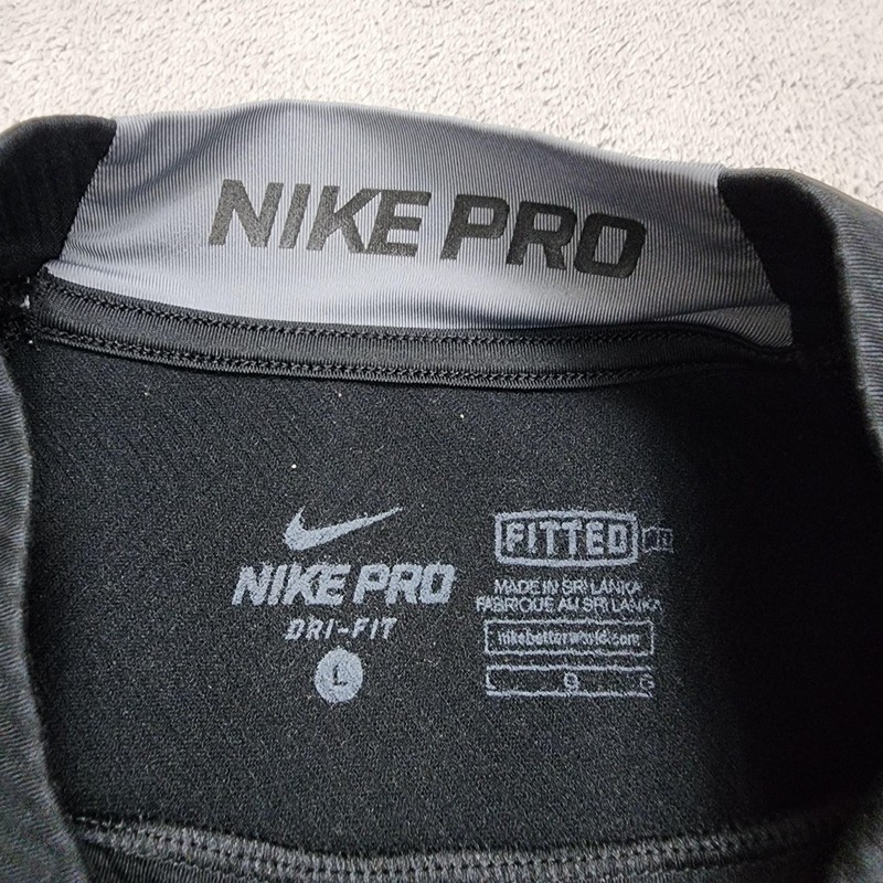 Nike Pro Dri-FIT Shirt Mens L Black Mock Neck Long Sleeve Compression Athletic gallery