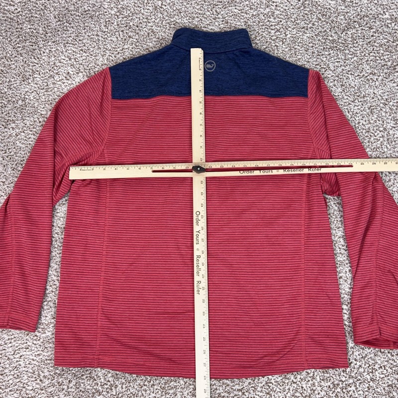 Vineyard Vines Pullover Mens XL Red Navy Performance 1/4 Zip Striped Long Sleeve gallery