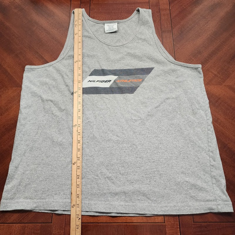 VTG Y2K Tommy Hilfiger Athletics Mens Tank Top Muscle XL Logo Gray 90s Cotton gallery