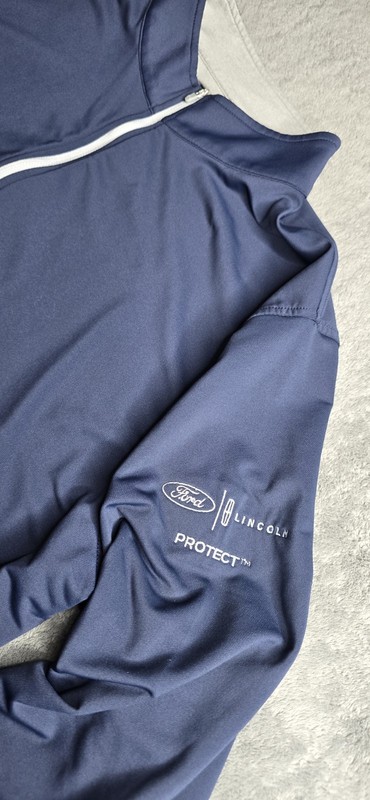 Peter Millar Perth Performance 1/4 Zip Mens XXL Blue Pullover Ford Lincoln Cars gallery