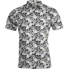 CHASE 54 MENS COOL TECH POLO PERFORMANCE SKULL STYLE BLACK&WHITE SIZE MEDIUM NWT