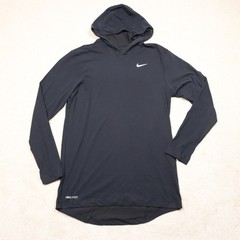 Nike Hoodie Shirt Mens Small Black Dri-FIT Long Sleeve Run Training 398074-00A