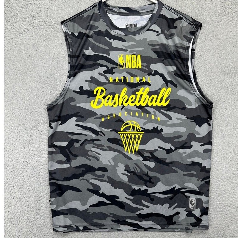NBA Basketball Shirt Mens Large Grey Tank Top Camo Sleeveless Performance EUC gallery