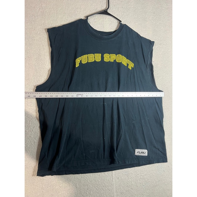 FUBU SPORT Sleeveless T Shirt Mens XXL Black Yellow Logo Gym Athletic gallery