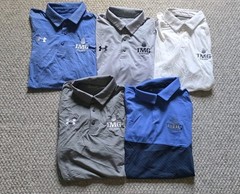 LOT OF 5 UNDER ARMOUR IMG ACADEMY Polo Shirts Blue Grey White MEN’S Small