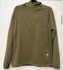LAKE & TRAIL MENS S GREEN HOODED 1/4 ZIP STRETCH KNIT PULLOVER HOODIE