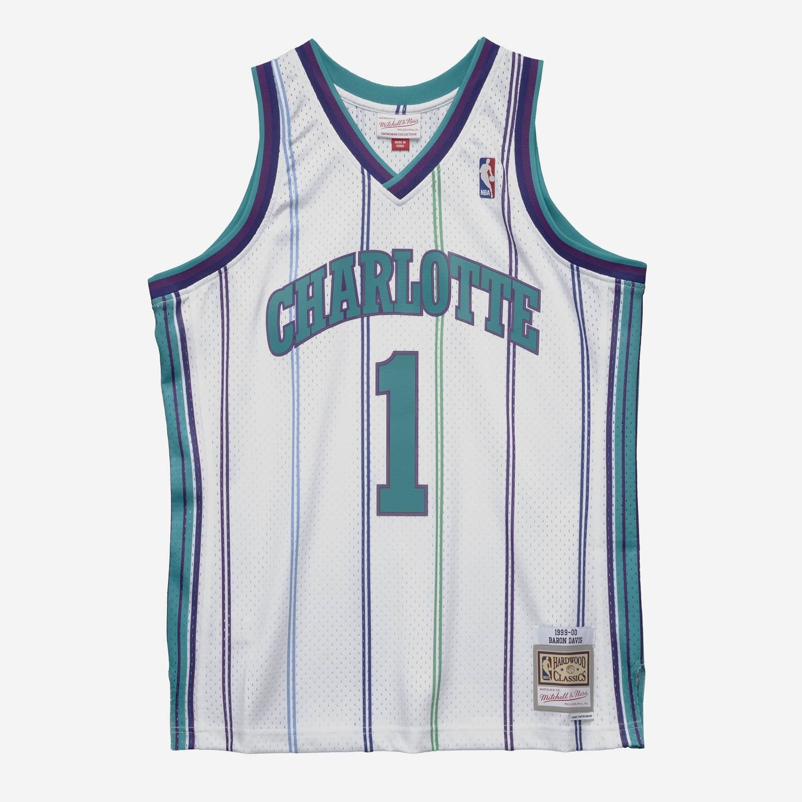 MITCHELL & NESS NBA SWINGMAN JERSEY CHARLOTTE HORNETS 1999 BARON DAVIS gallery