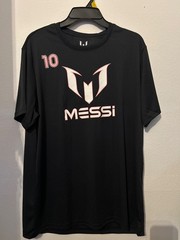 Messi Shirt Men’s Large Black Pink Performance Soccer Football 10 Logo NWT