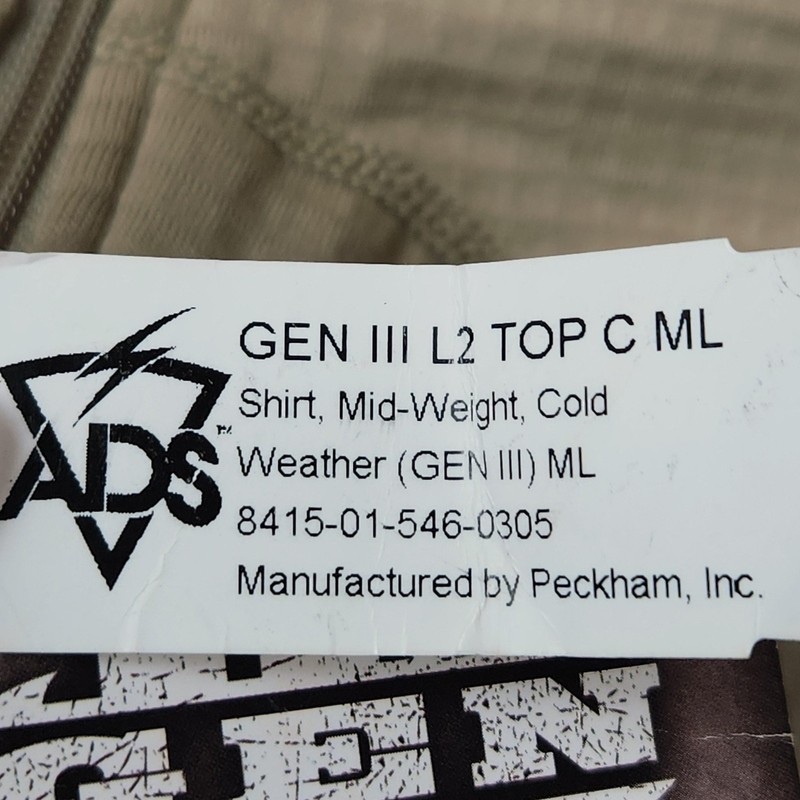 Peckham Gen III L2 Top Mens Medium Long Tan 1/4 Zip Grid Fleece Base Layer Shirt gallery