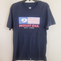 Mossy Oak Shirt Men M Navy Blue Game Flag Graphic Cotton Polyester Tee Patriotic