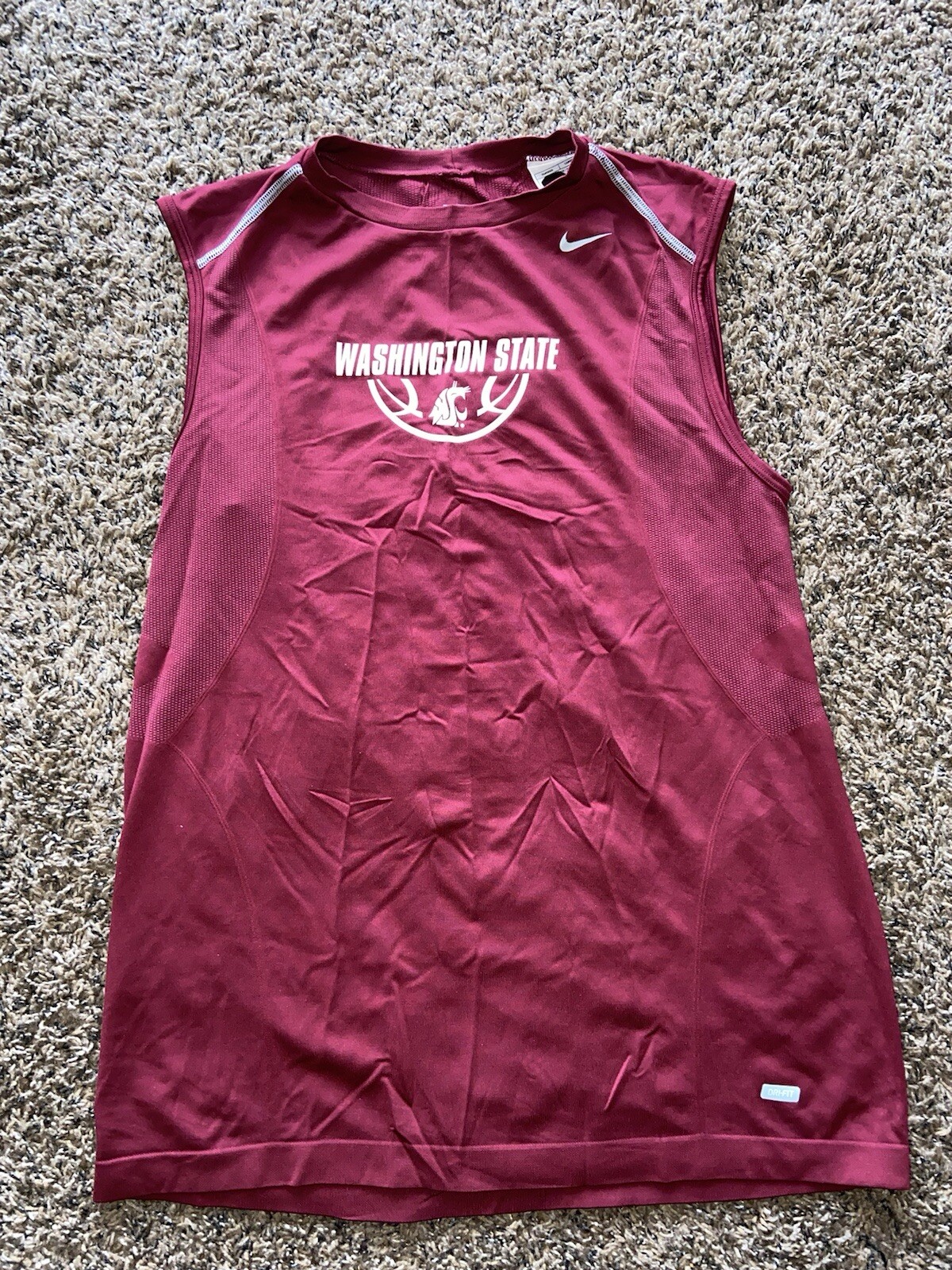 Nike Pro WSU Dri-FIT Team Issue Sleeveless Top Washington State Cougars SZ MED gallery