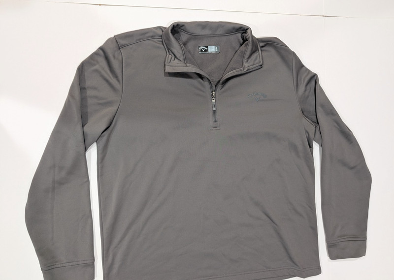 Callaway Pullover Men's L Gray 1/4 Zip Mock Neck Golf Shirt Pockets Ships Free! gallery