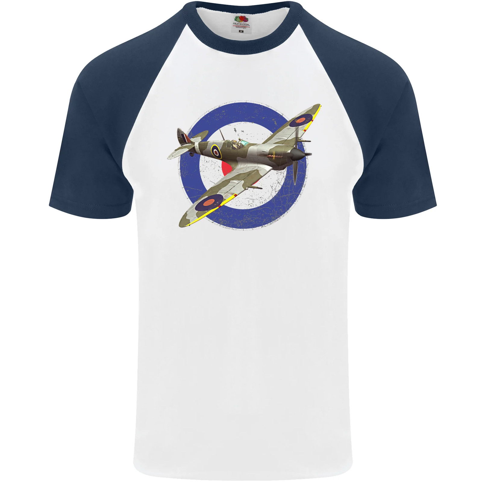 Spitfire MOD RAF WWII Fighter Plane British Mens S/S Baseball T-Shirt gallery